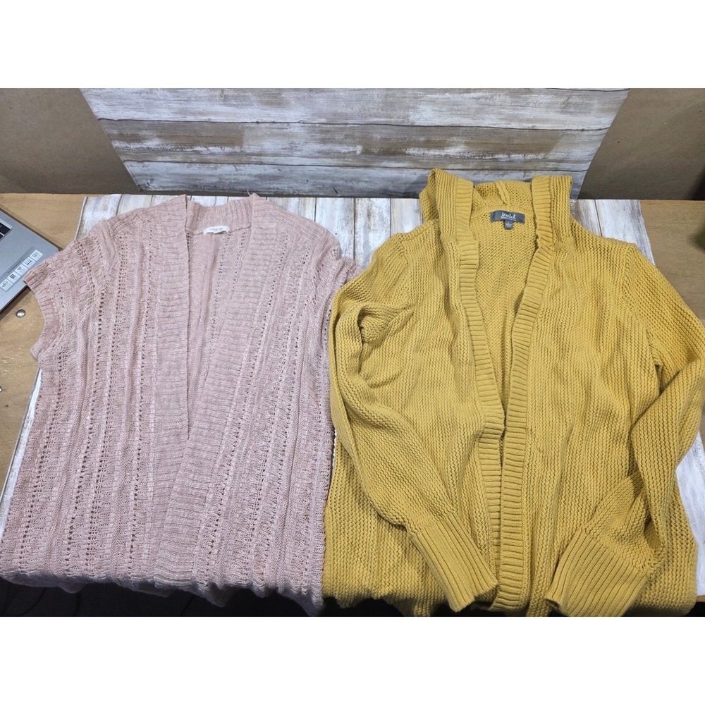 Marled Reunited Clothing Mustard Yellow Hooded Cardigan Size L +‎ Maurices